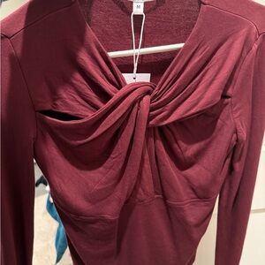 Elegant Burgundy Twist-Front Top